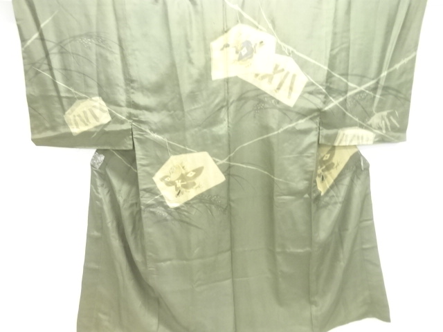 アンティーク　鳴子に雀模様男物長襦袢